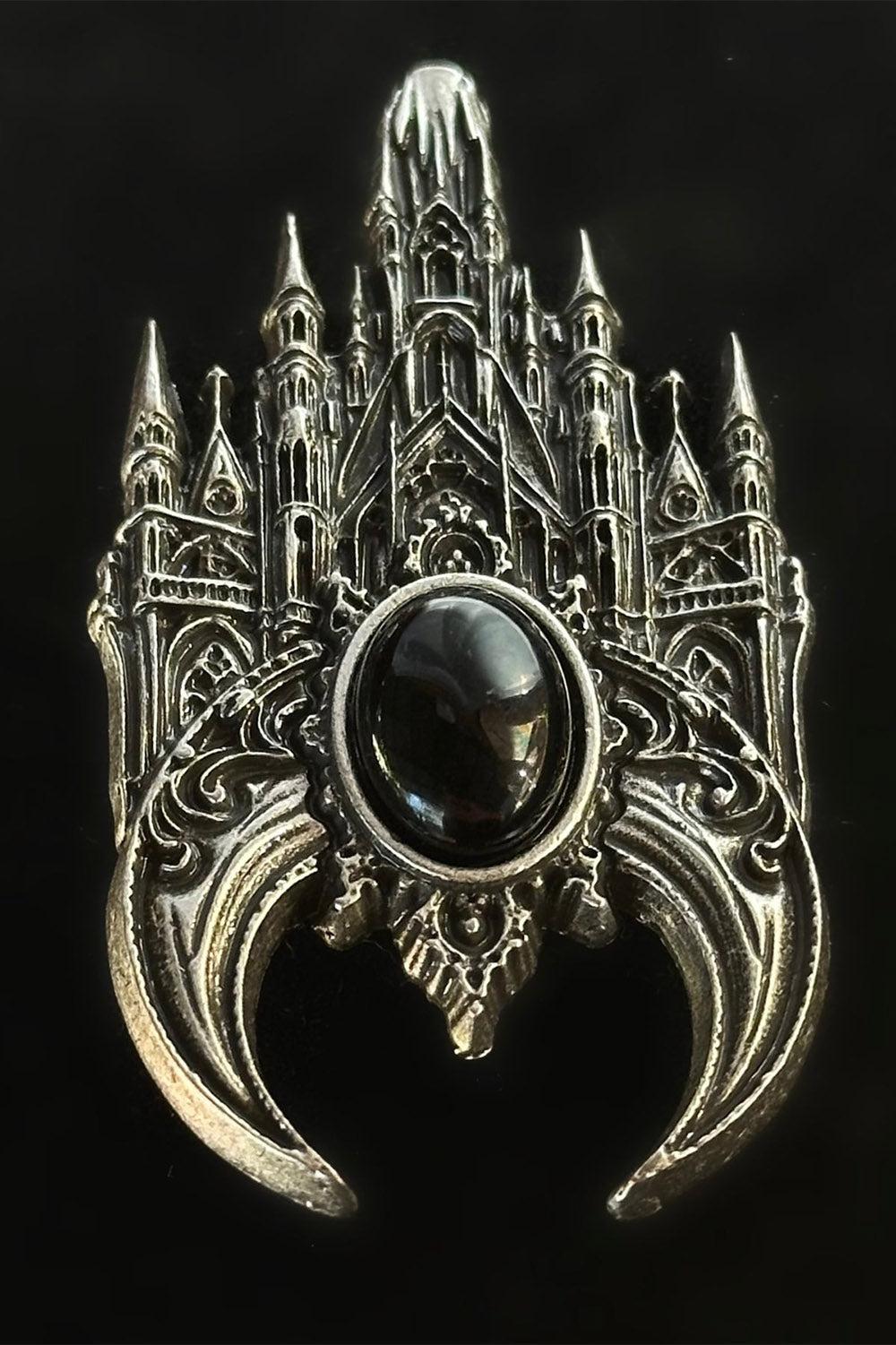 darks tone big black satin gothic cathedral hair bow 