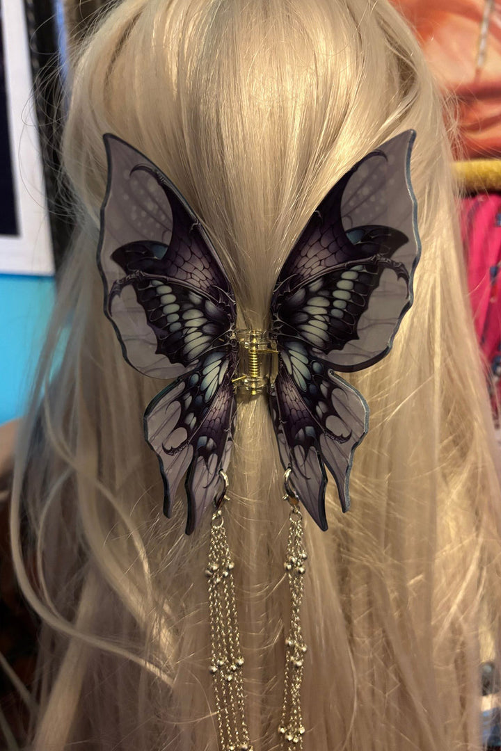 dark kawaii butterfly hair clip