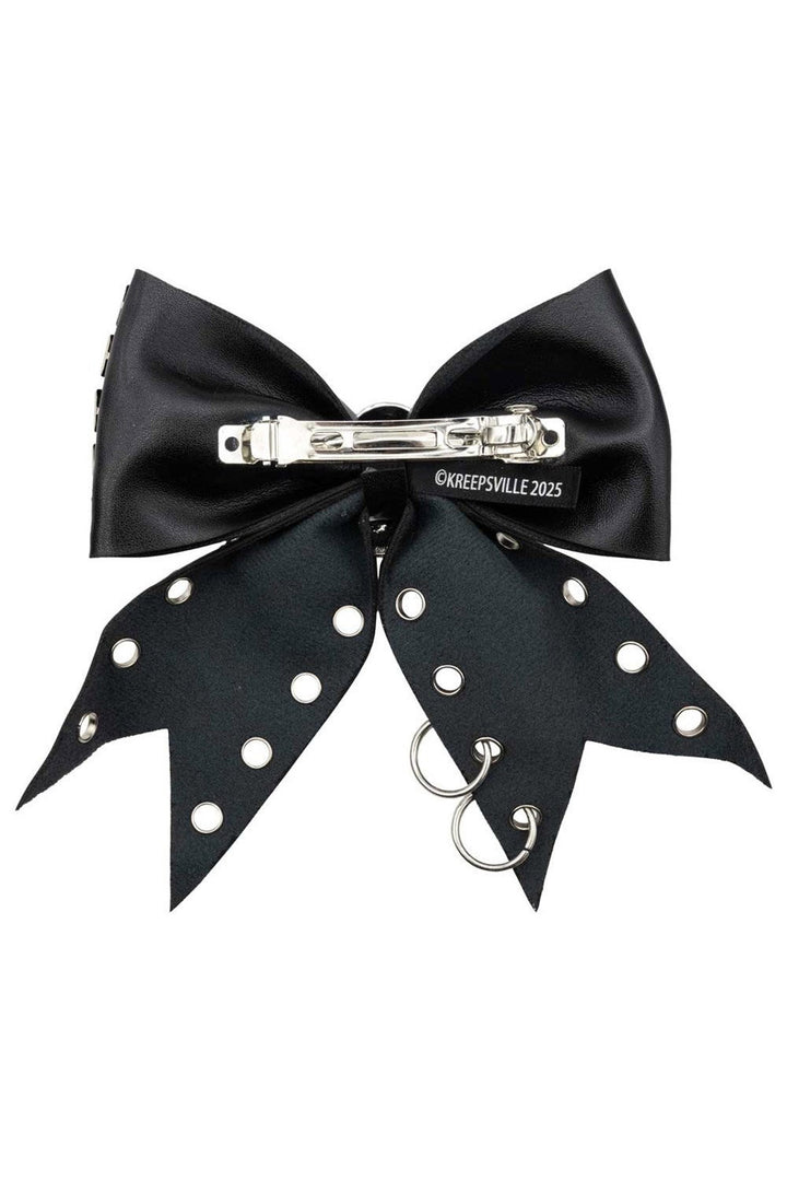 big black hair bow with skull by kreeepsville 