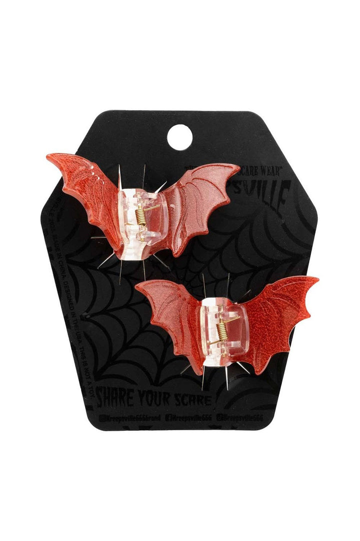 spooky cute bat-shaped hair claw clips with glitter