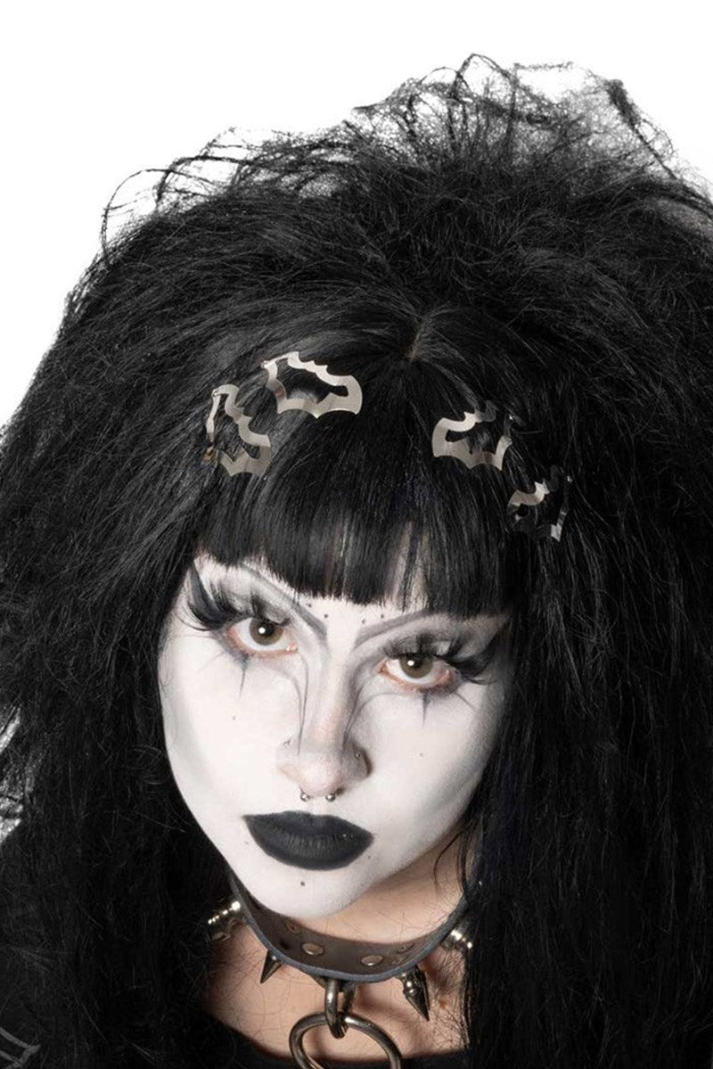 silver rockabilly gothic hair clips