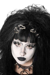 silver rockabilly gothic hair clips