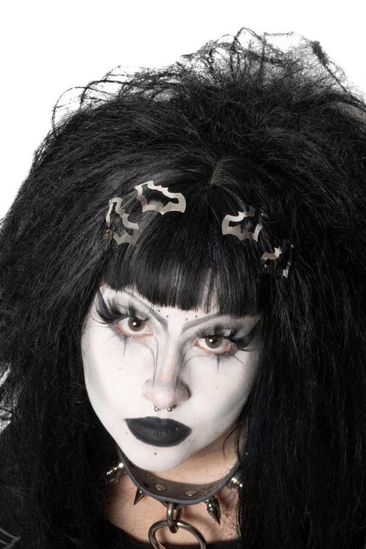 silver rockabilly gothic hair clips
