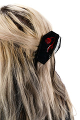 rockabilly coffin hair claw with rose