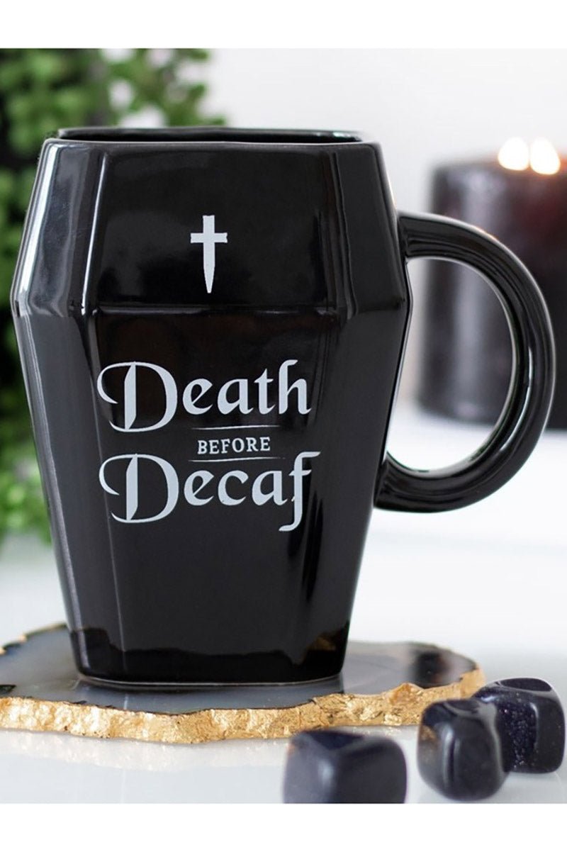 Gothic Halloween Death Before Decaf Coffin Mug - housewares - VampireFreaks - Something Different