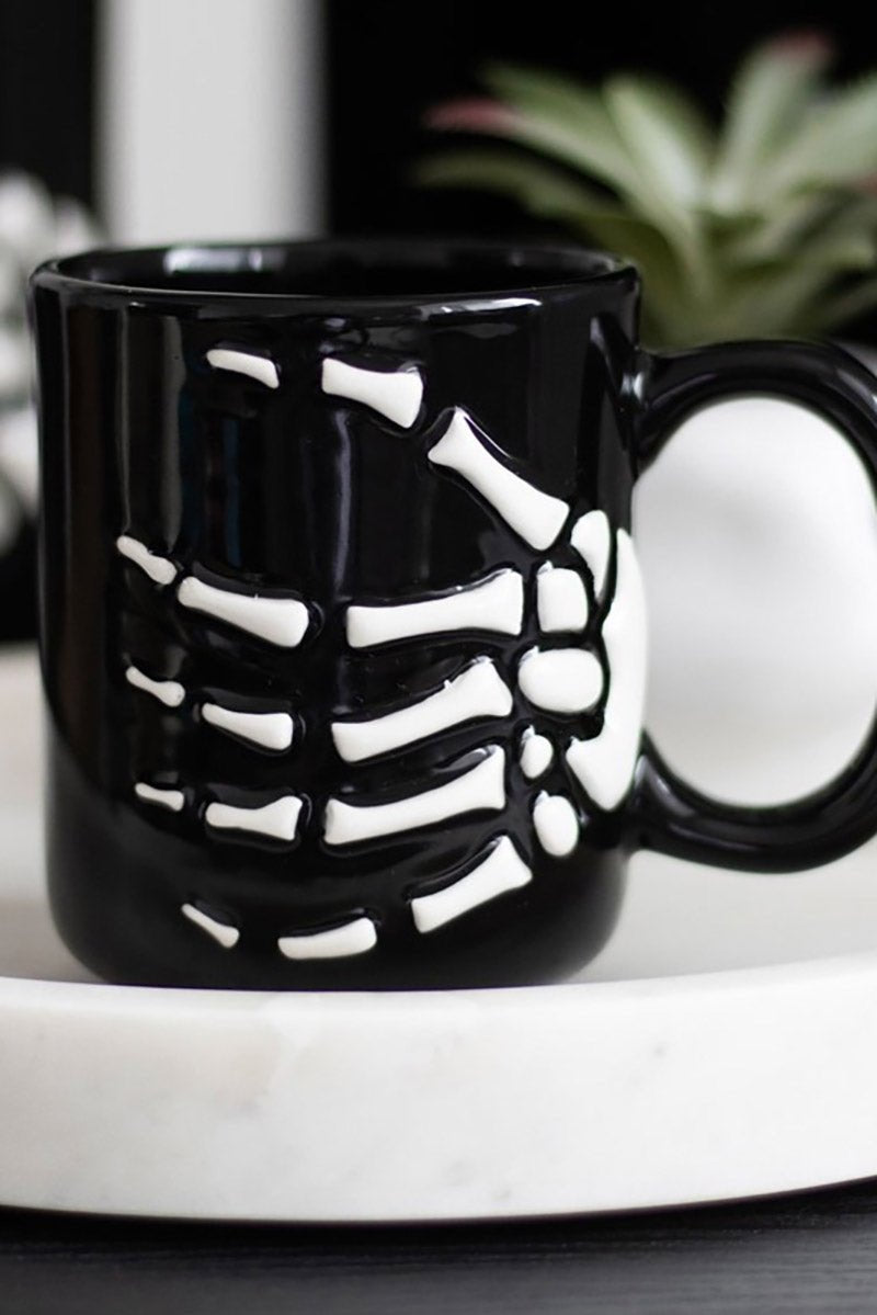 Gothic Halloween Skeleton Hand Mug