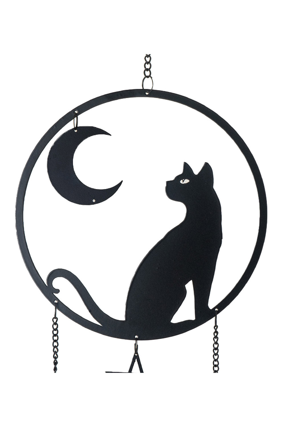 gothic hanging decoration with a black cat and a crescent moon 