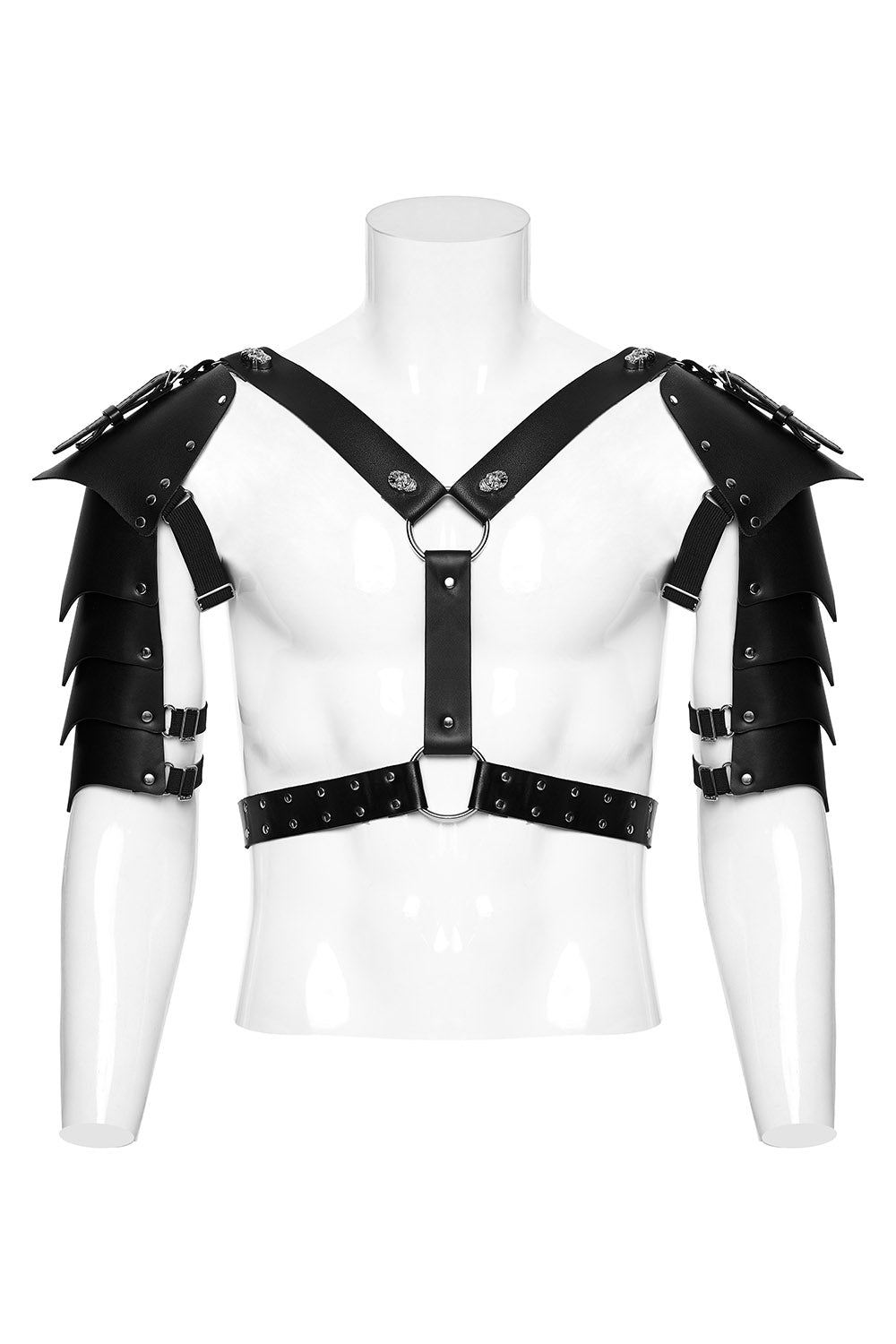 mens o-ring vegan leather shoulder armor harness