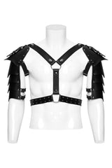 mens o-ring vegan leather shoulder armor harness