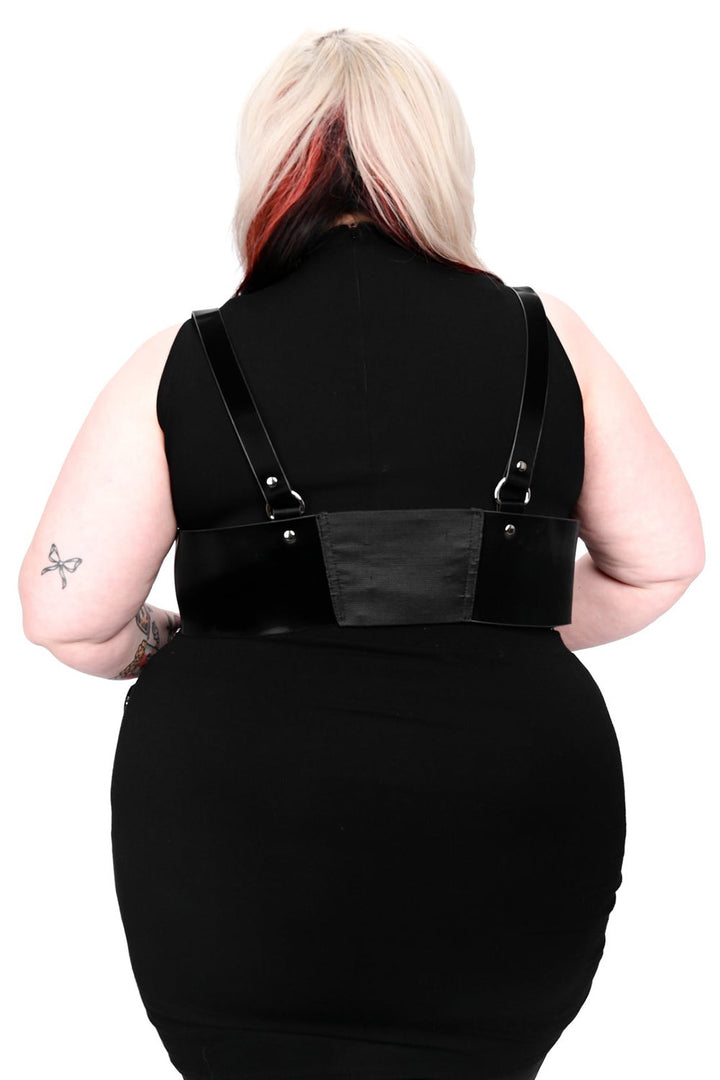 womens plus size gothic harness with adjustable shoulder straps 