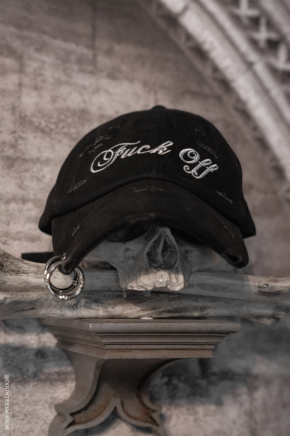grunge goth distressed ball cap