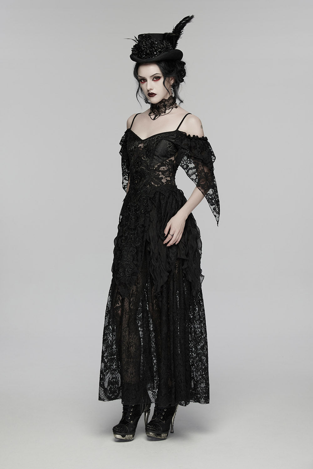 black Victorian gothic top hat