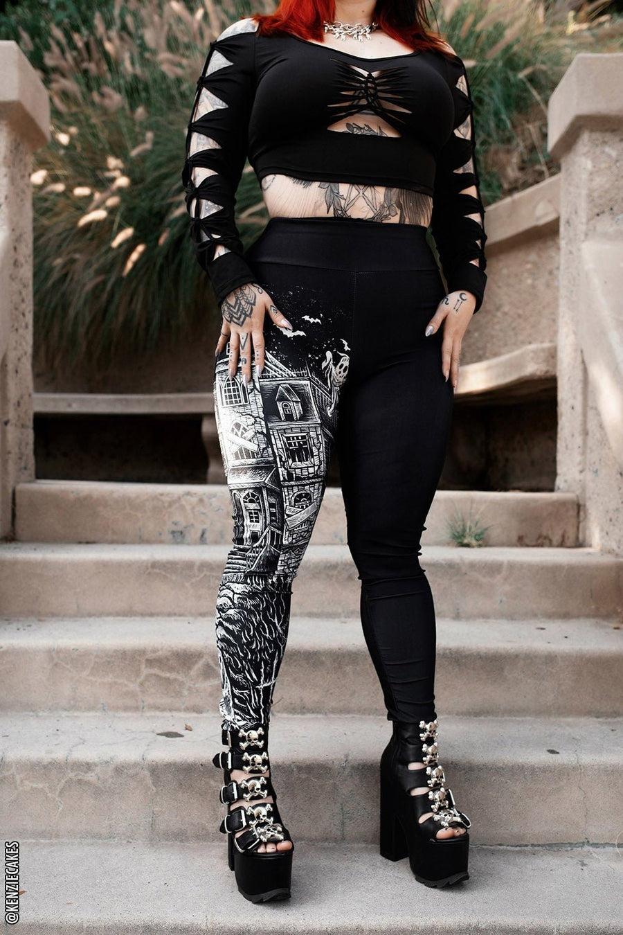 Gothic Haunted House Leggings w/ Pockets