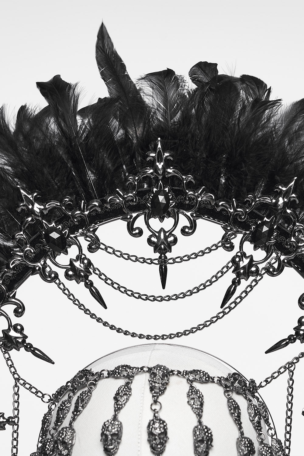 spooky gothic black feather beaded headdress by punk rave 