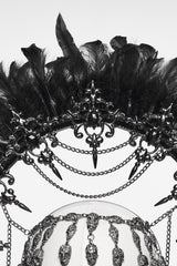 spooky gothic black feather beaded headdress by punk rave 