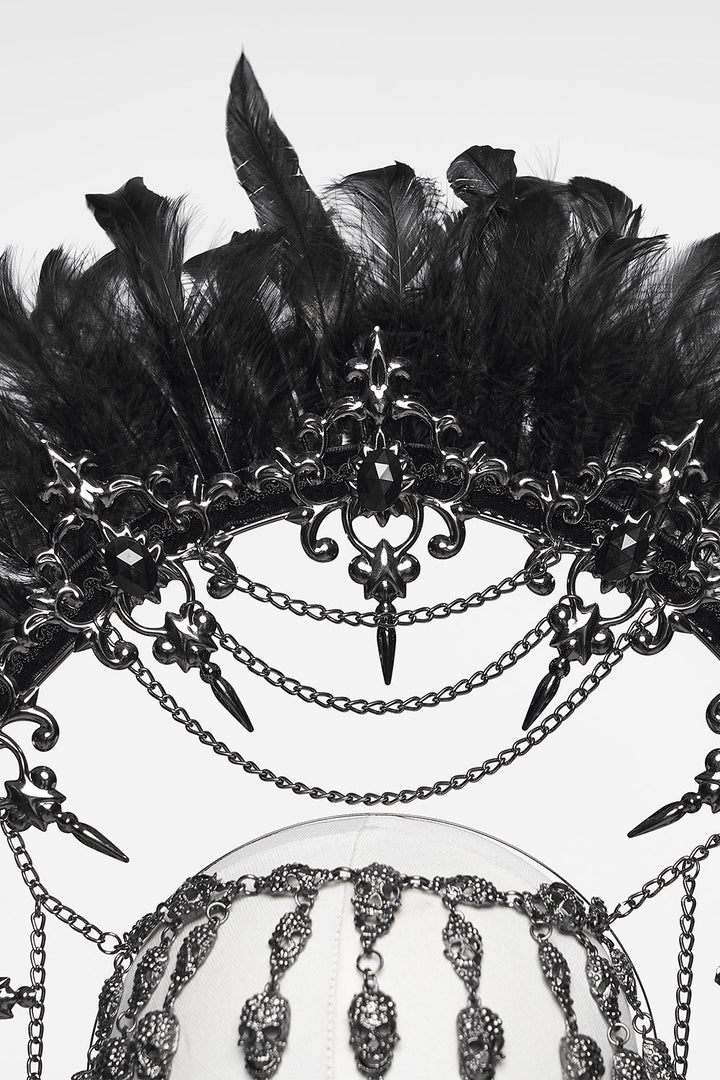 spooky gothic black feather beaded headdress by punk rave 