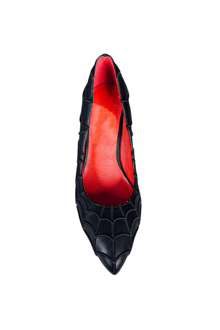womens embroidered spiderweb goth pin up high heels