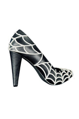 womens gothic vegan leather spiderweb high heels 