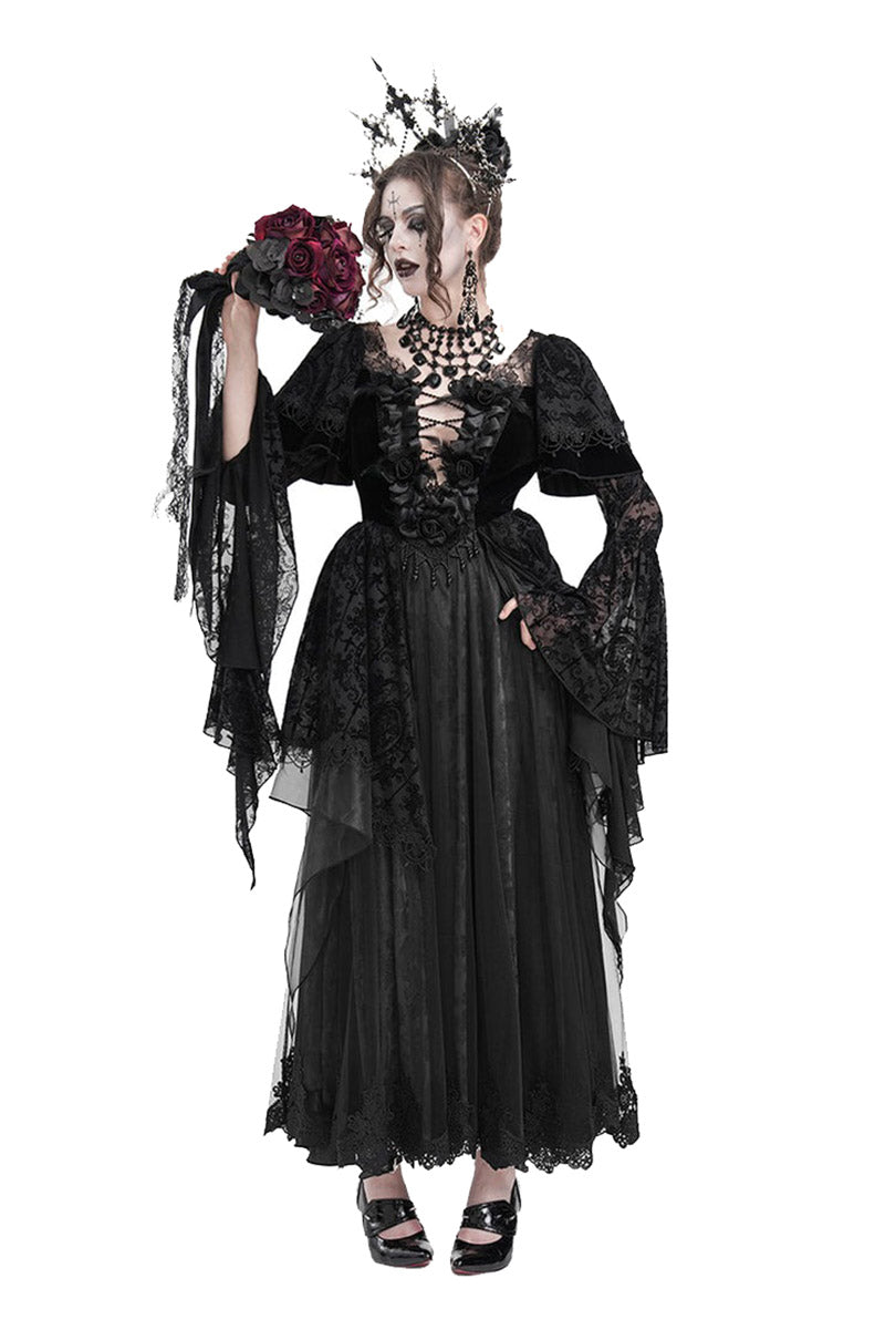 tiered gothic wedding dress