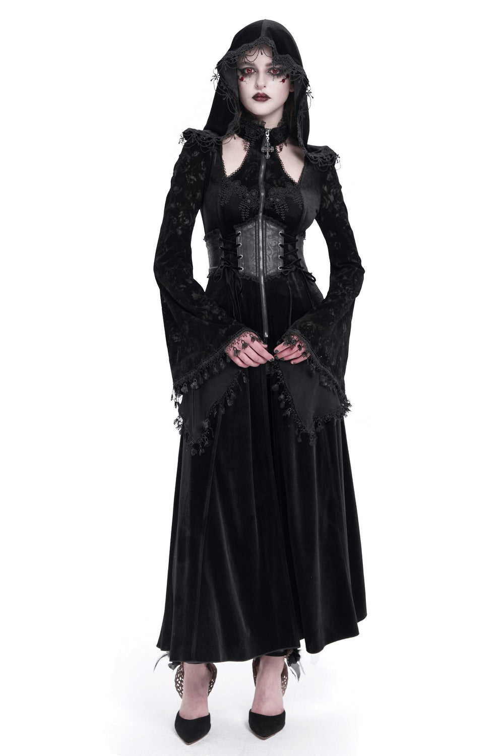 womens gothic cutout flared witch dress