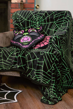 Spiderweb Full Size Blanket [BLACK/NEON GREEN]