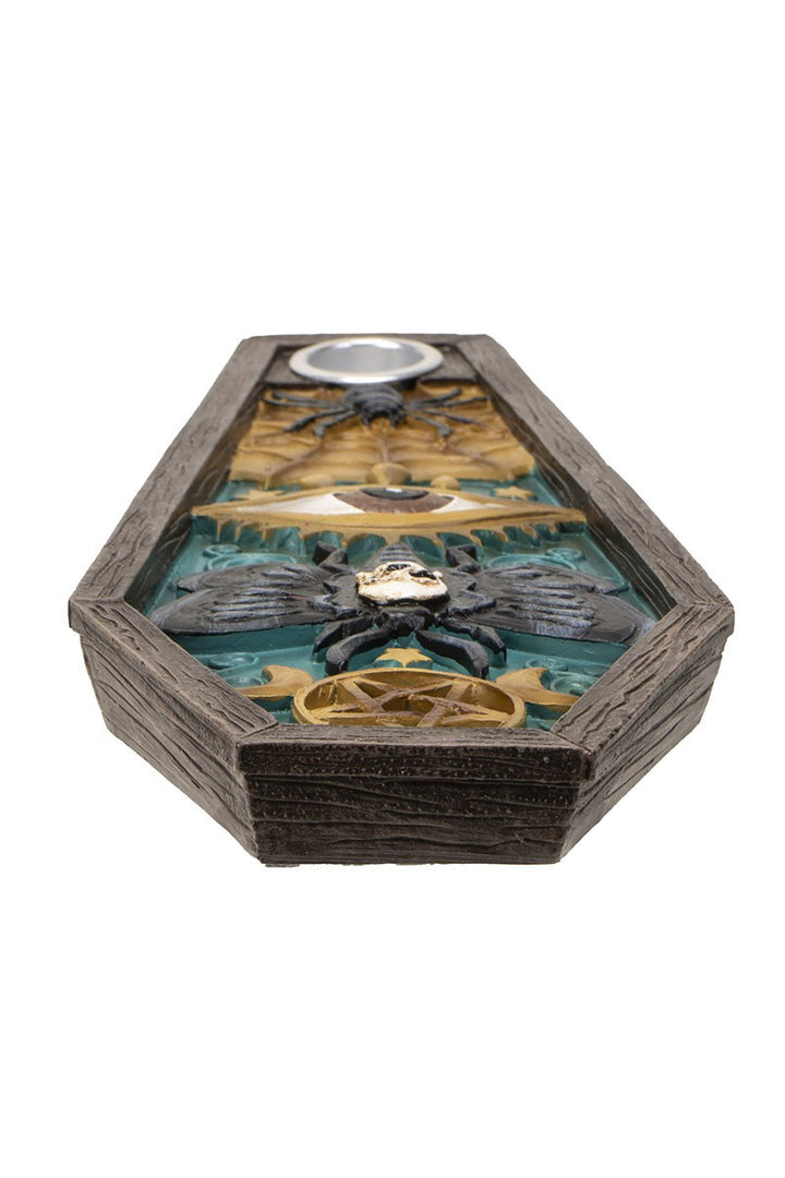 gothic coffin shaped incense burner