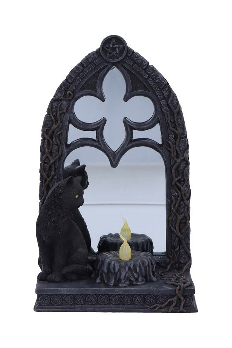 gothic black cat mirror
