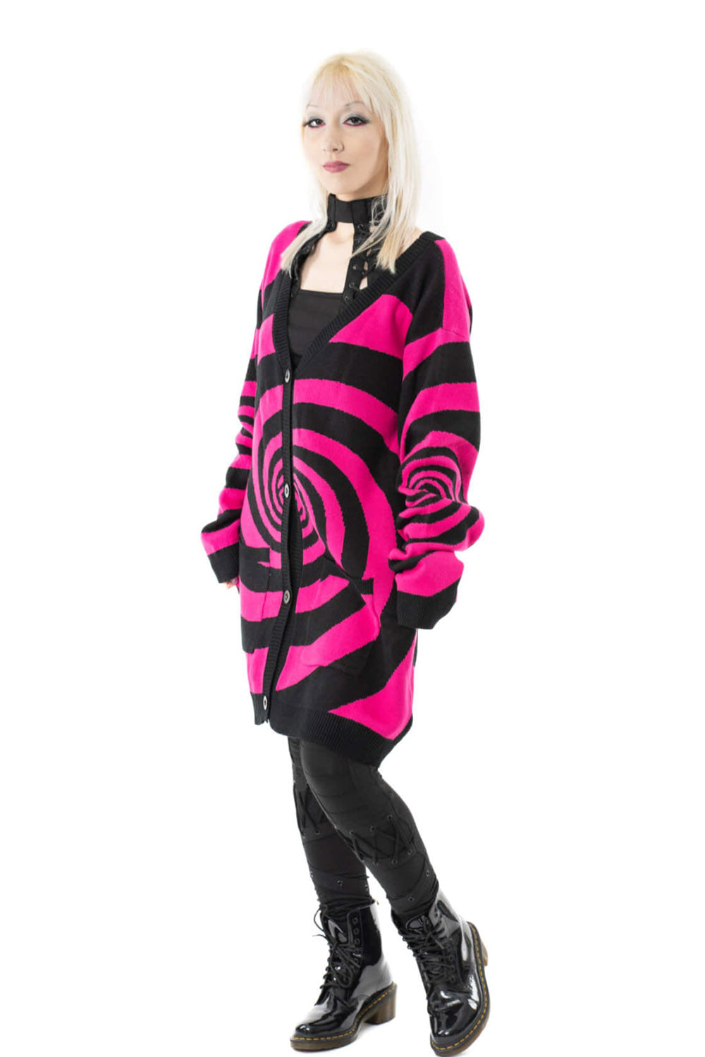 Hypno Cardigan [Black/Dark Pink] – VampireFreaks