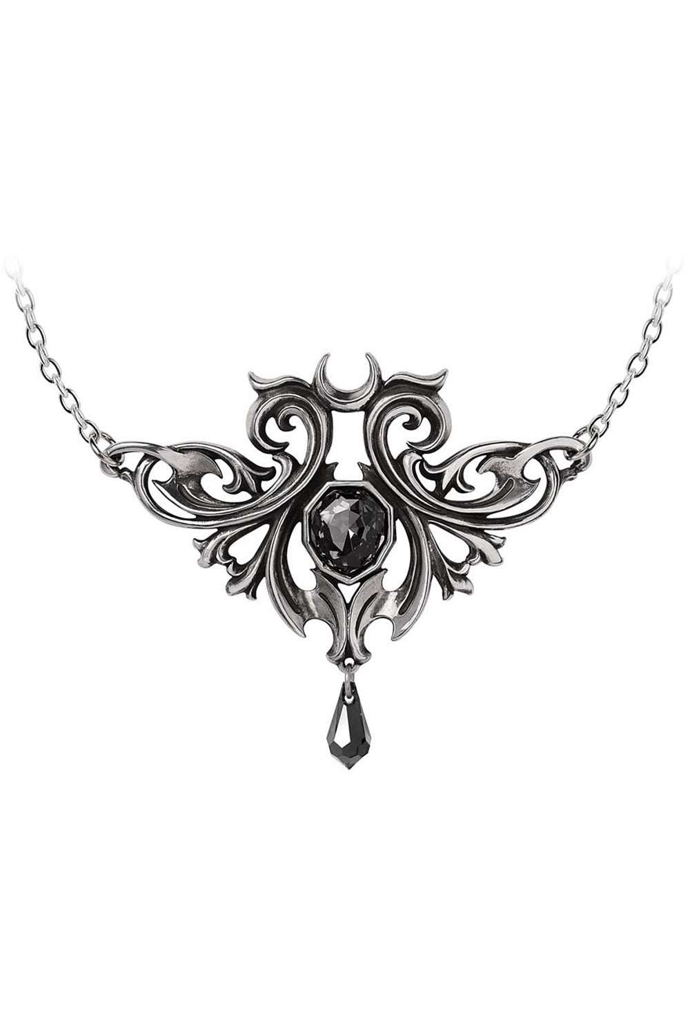 gothic pewter crystal necklace by alchemy england 