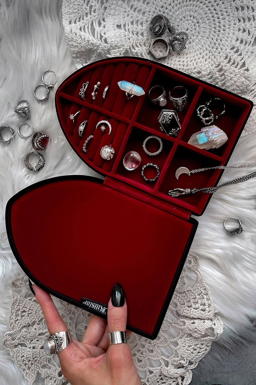 black and red velvet gothic jewelry box 