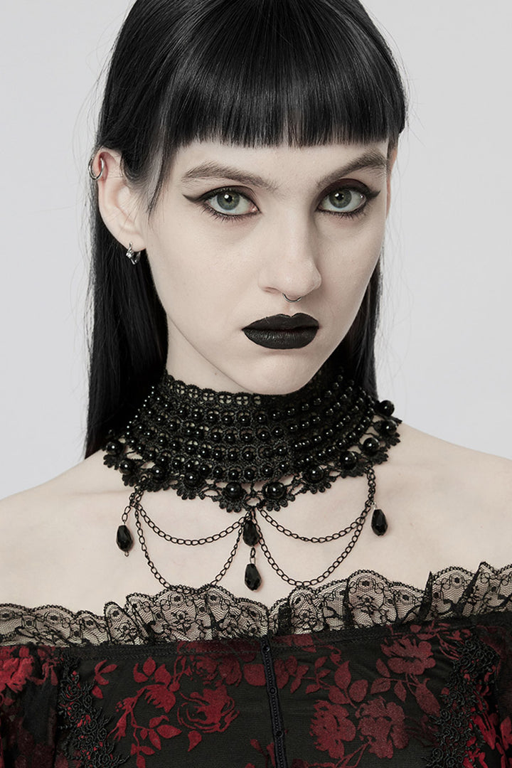 victorian goth black choker necklace