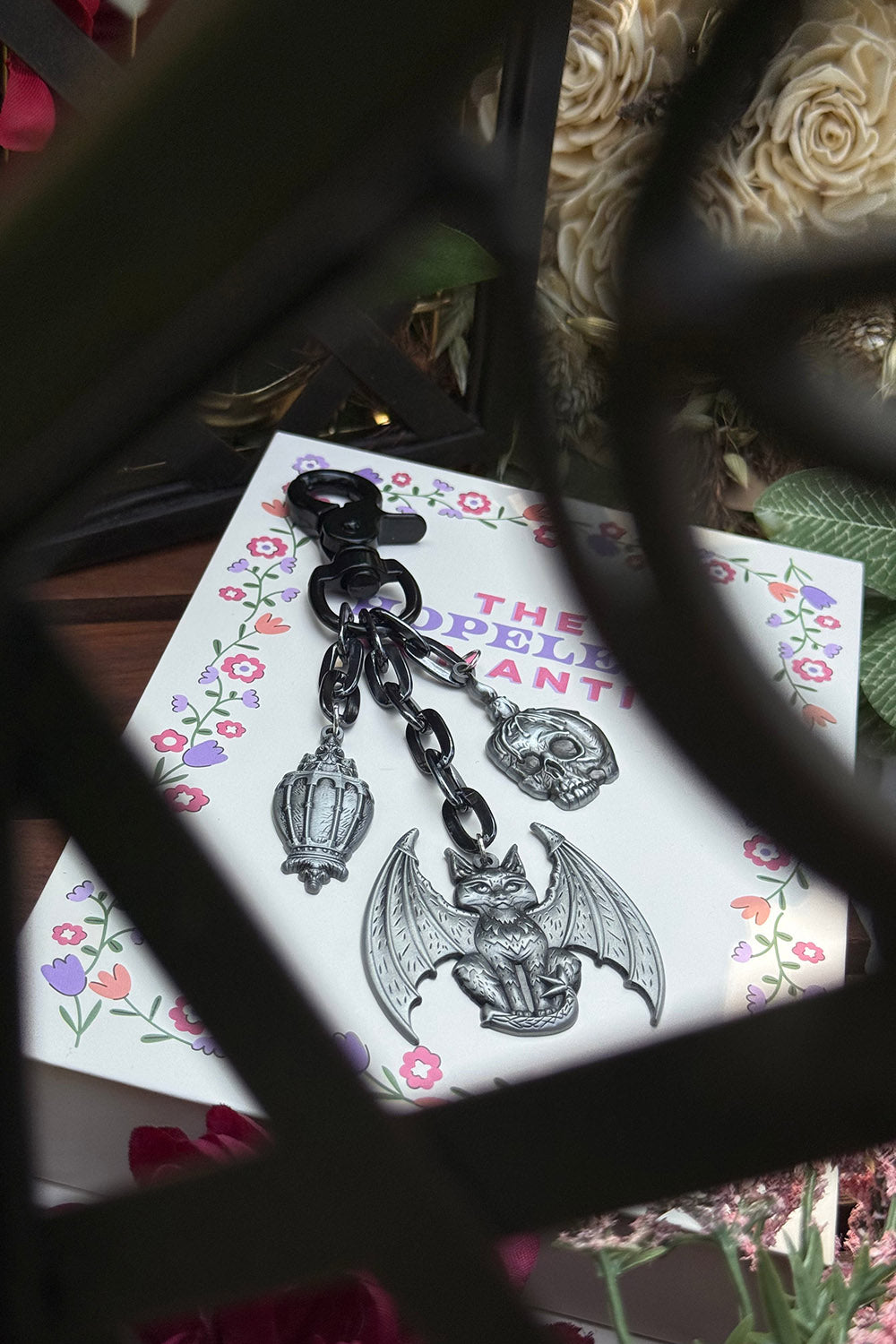 keychain featuring gothic pendants 