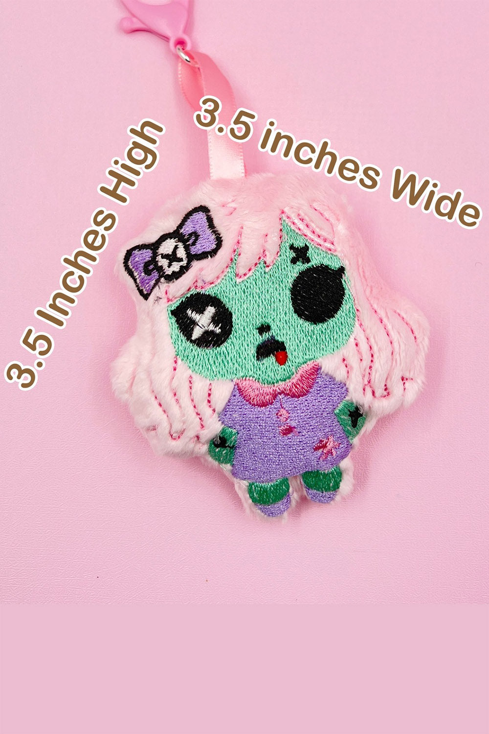 pastel goth creepy cute doll plush 3d keychain