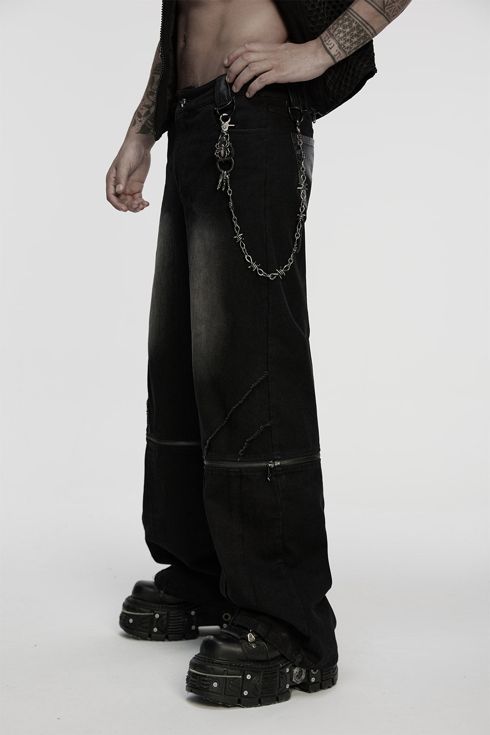 punk barbed wire pant chain