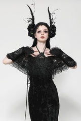 womens ruffled gothic gloves