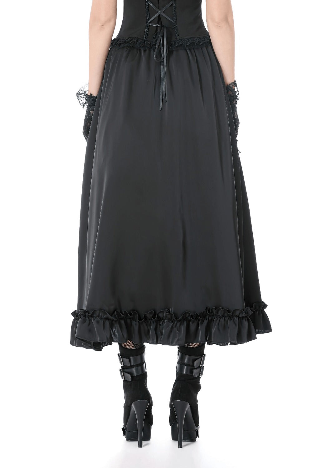 lace ruffled long skirt