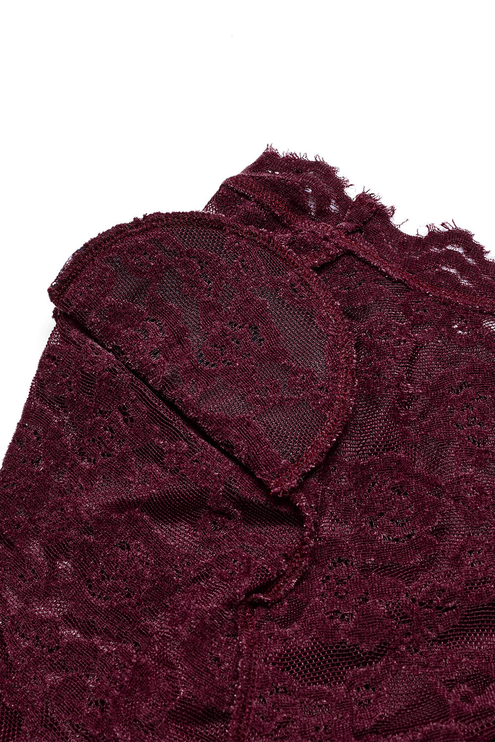 long sleeve burgundy lace blouse