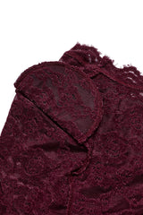 long sleeve burgundy lace blouse