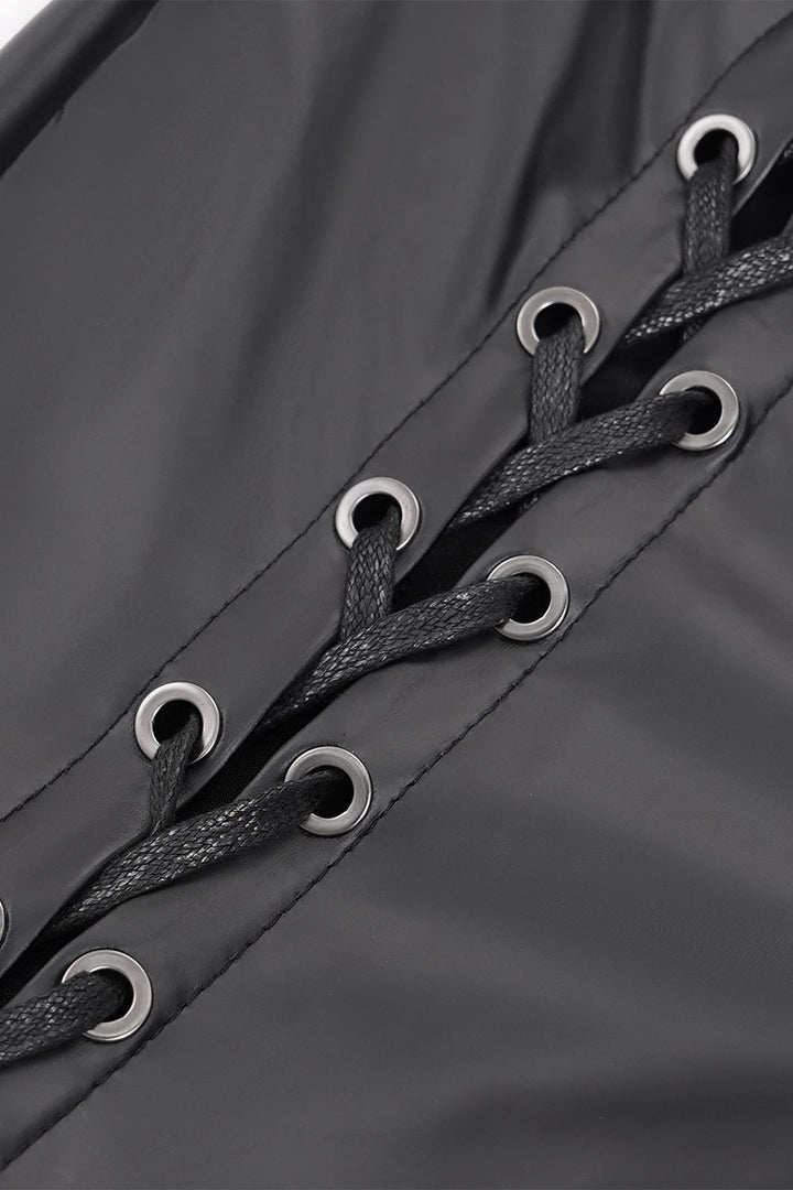 corset laced-up faux leather blank punk pants