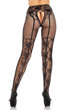 Gothic Garter Crotchless Tights
