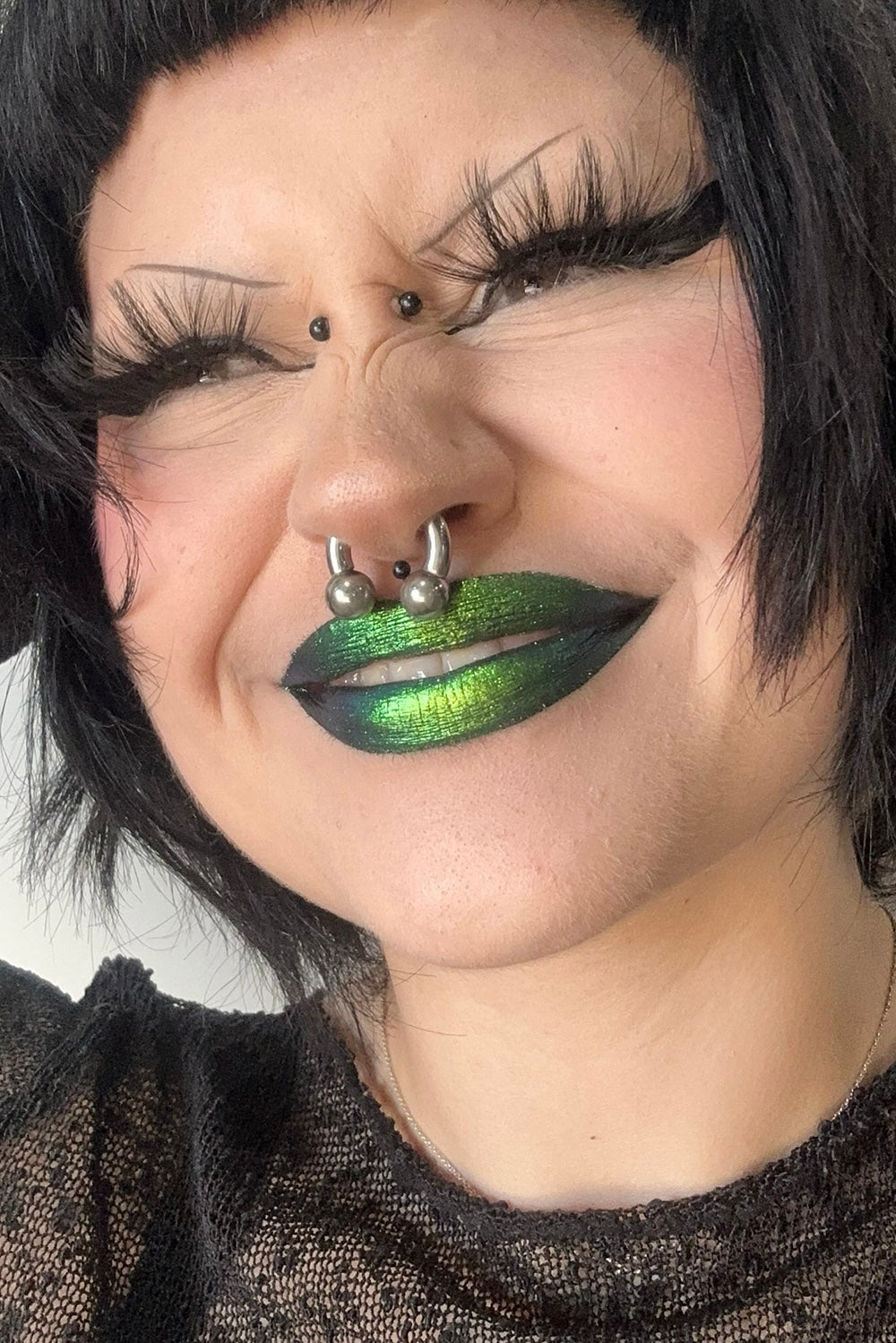 gothic liquid green lipstick