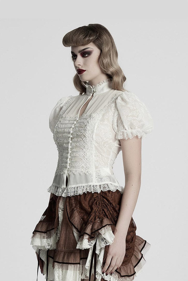 high collar ruffled blouse by punk rave