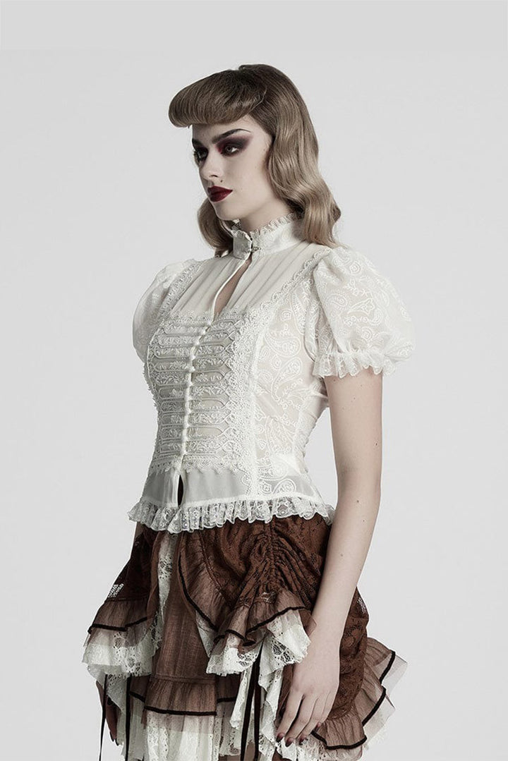 high collar ruffled blouse by punk rave