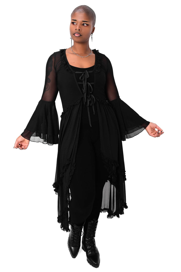 long maxi mesh duster