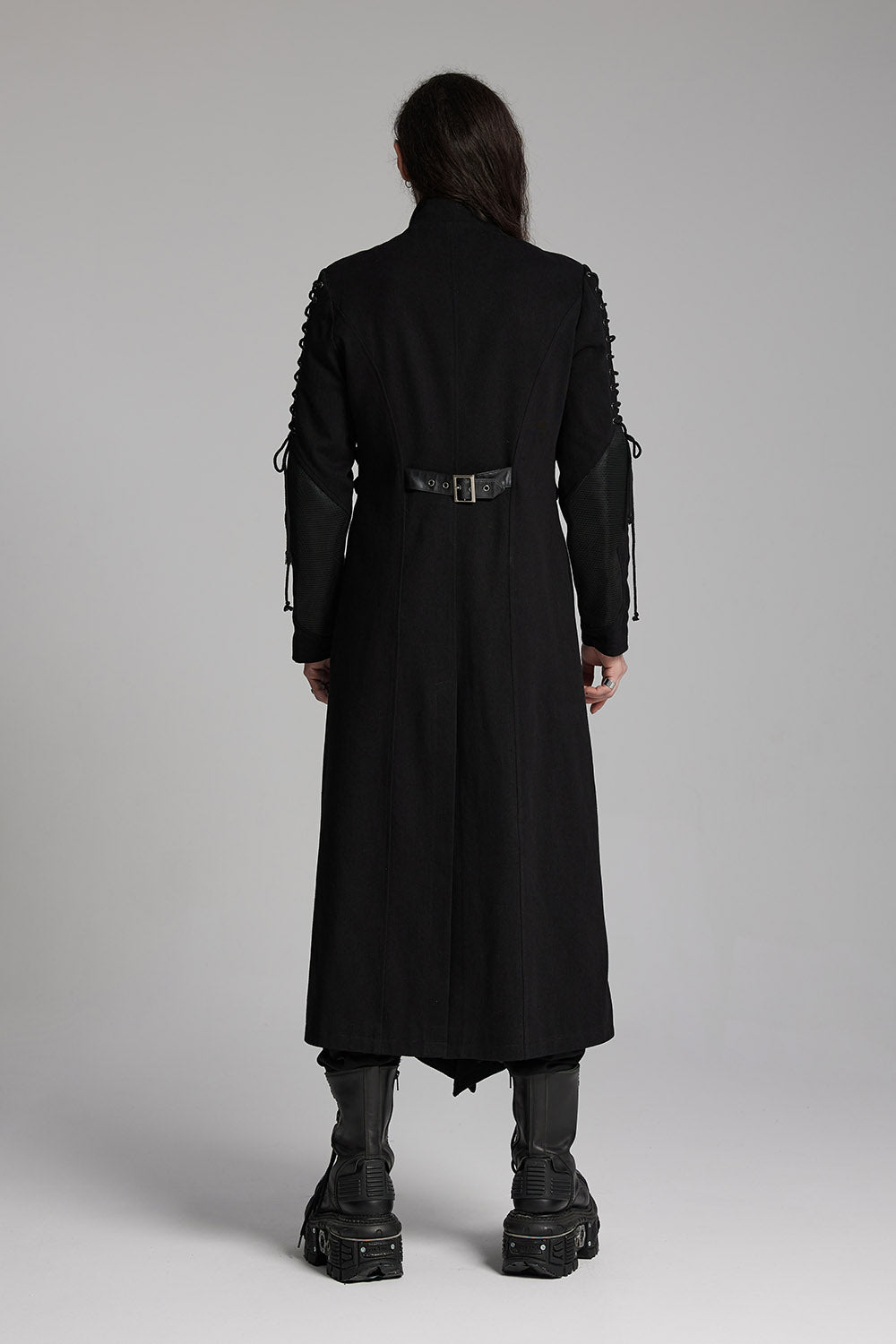 mens buckled black trench coat