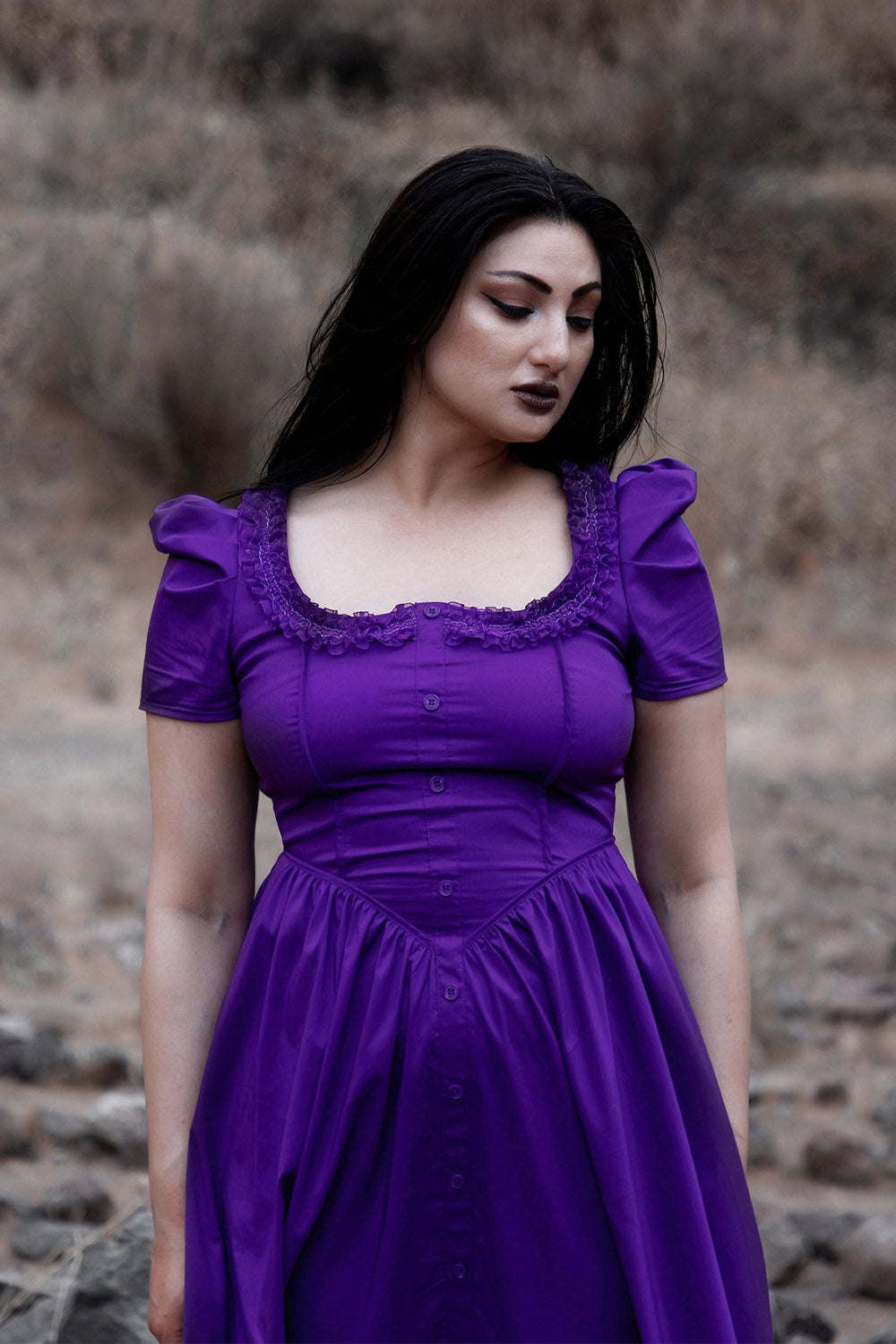 long bright purple gothic dress by lilvey ghosts
