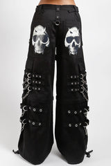 punk skull baggy black cotton pants