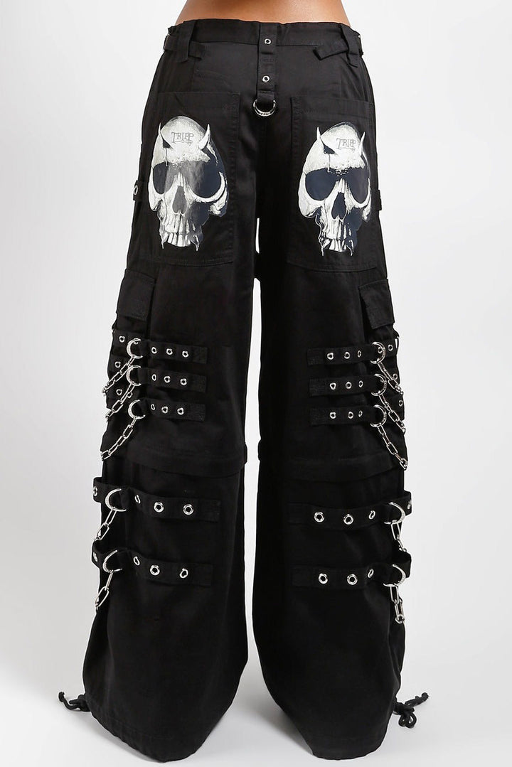 punk skull baggy black cotton pants