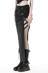womens black split leg skirt