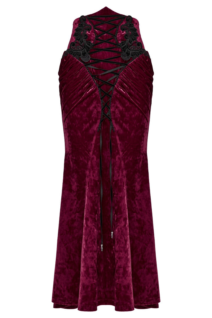 wine red gothic velvet skirt